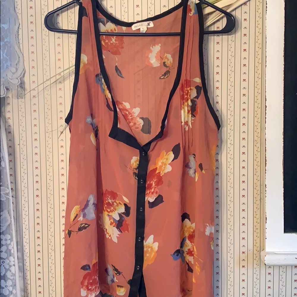 Salmon floral blouse